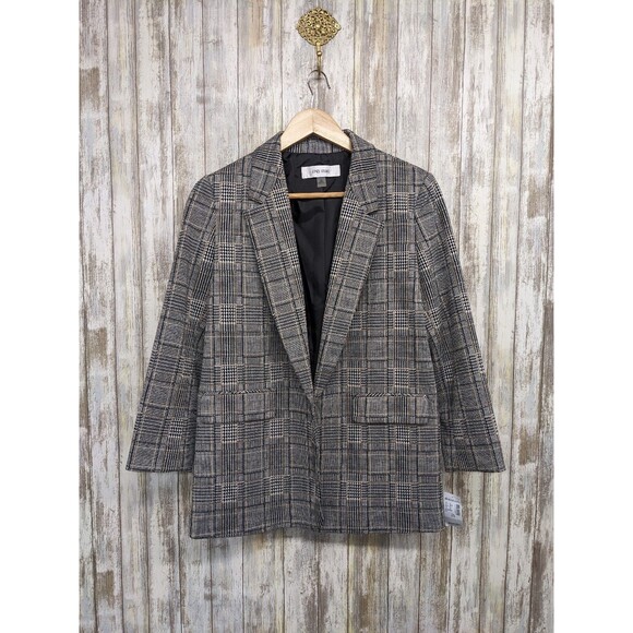 Jones Studio Womens Check Houndstooth Open Blazer XS Retro 80s 90s Boxy NWT $70 - Picture 1 of 10